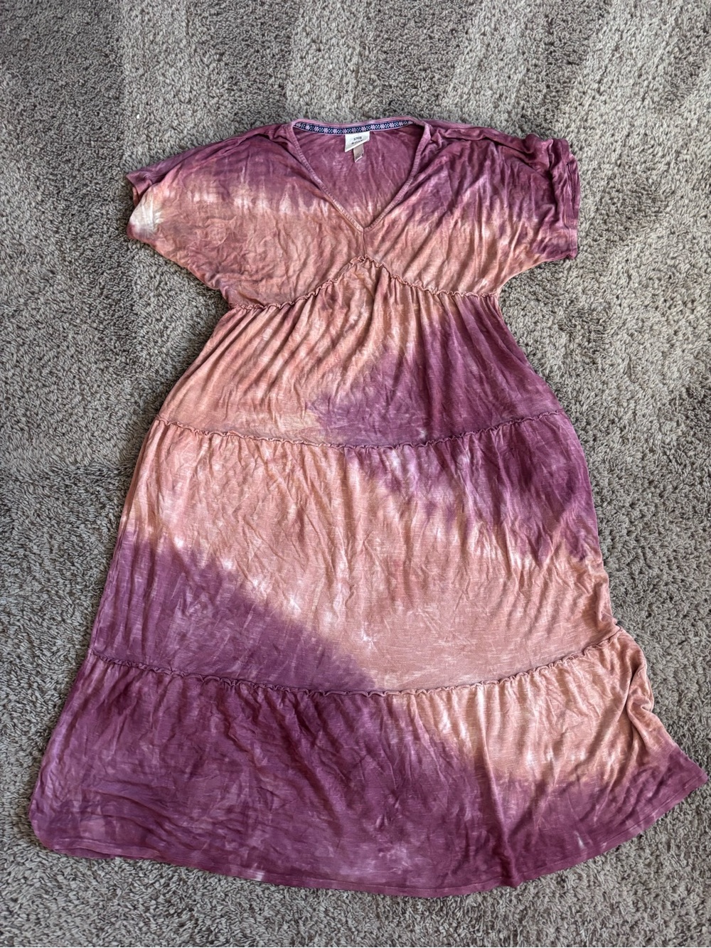 Knox Rose Washed tie dye V-Neck Maxi Dress